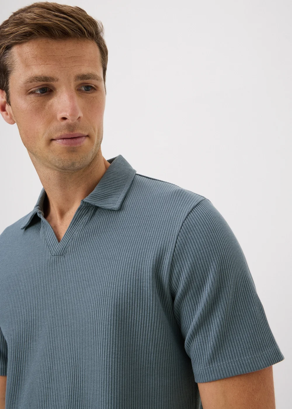 Blue Ribbed Polo Shirt - XS Image 3