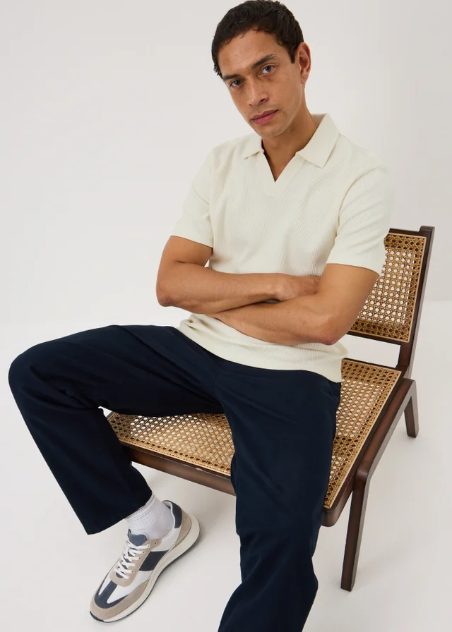 Cream Ribbed Polo