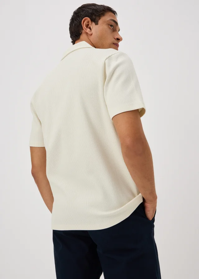 Cream Ribbed Polo