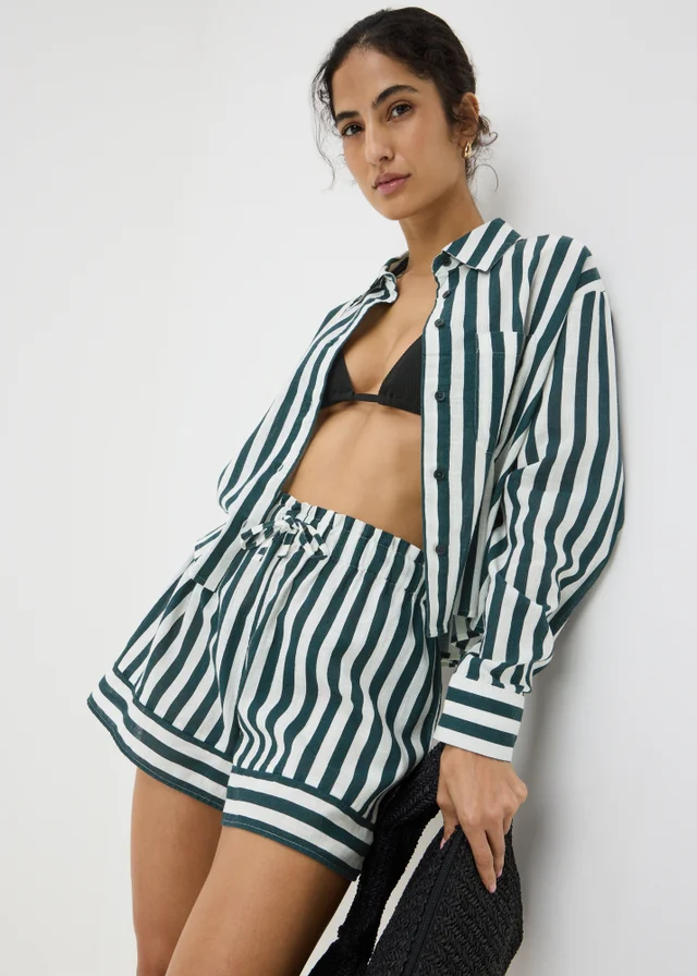 Green Stripe Beach Shorts