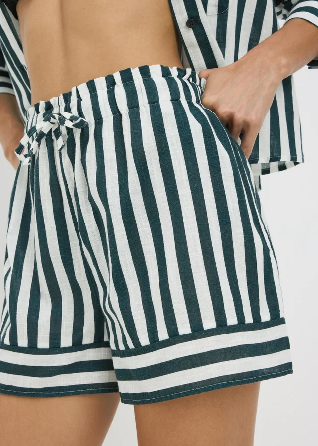 Green Stripe Beach Shorts