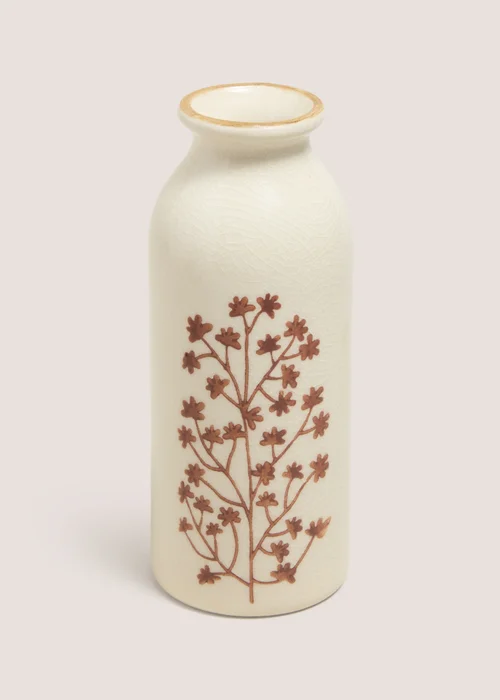 Cream Autumn Floral Tall Vase Image 1