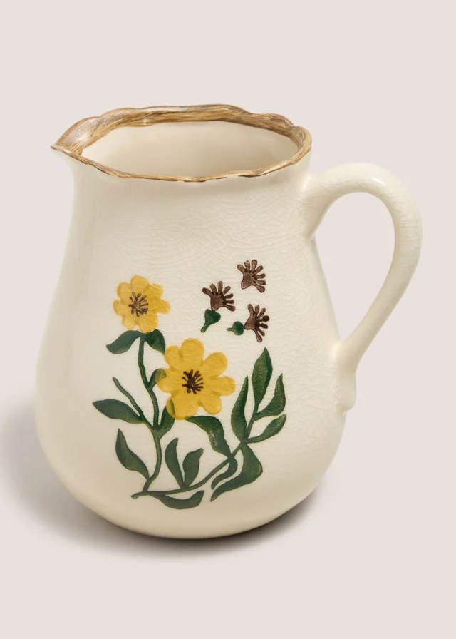 Cream Autumn Floral Jug Vase