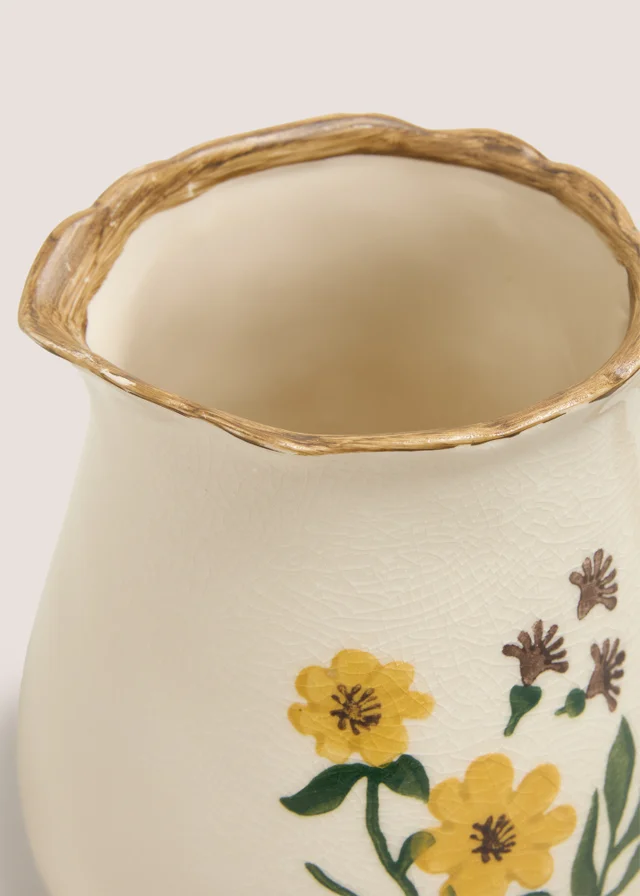 Cream Autumn Floral Jug Vase