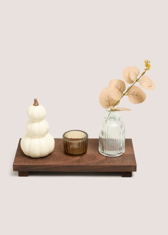 Cream Pumpkin Candle Holder Garden