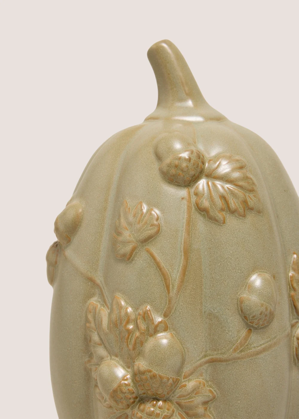 Green Ceramic Floral Pumpkin Ornament Image 2