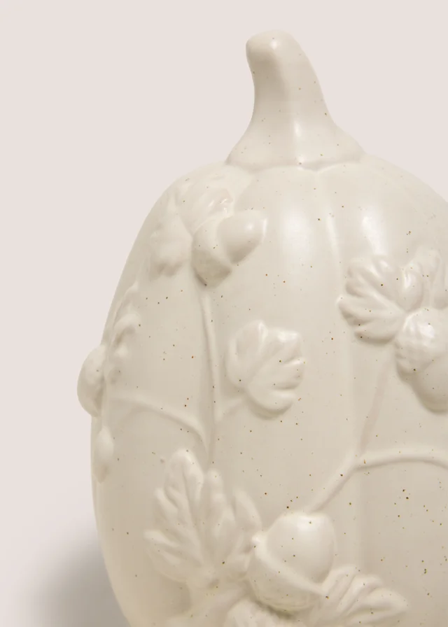 Cream Ceramic Floral Pumpkin Ornament