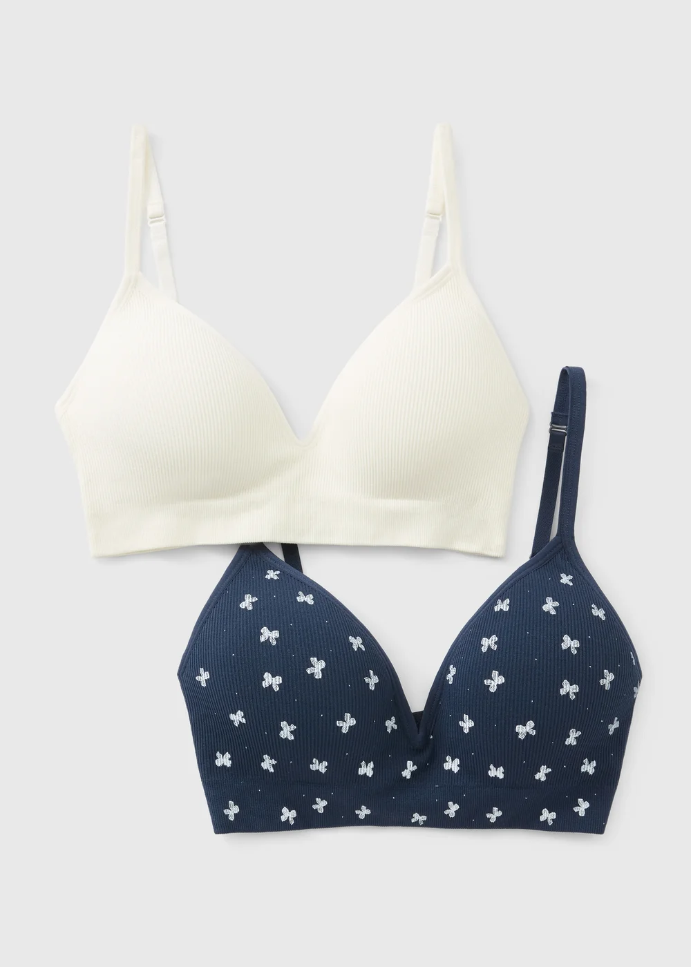 2 Pack Navy & Cream Seam Free Moulded Bras - S Image 3