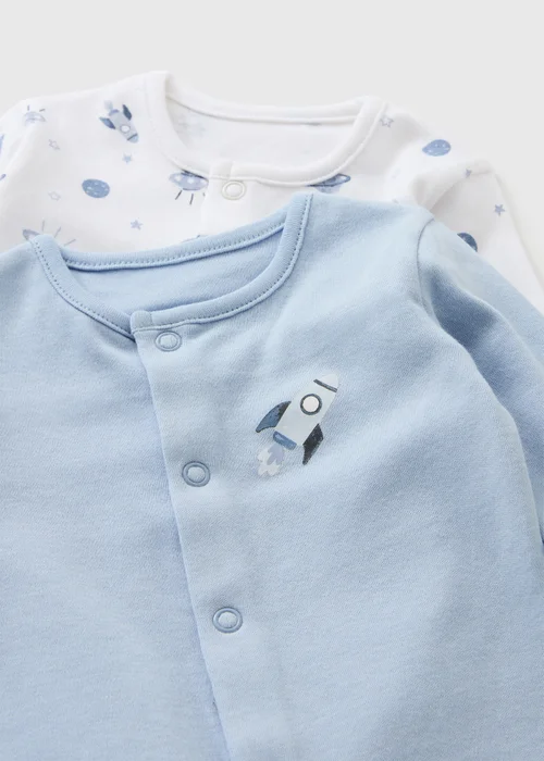 2 Pack Baby Blue Space Sleepsuits (0-23mths) - 0-3 months Image 2