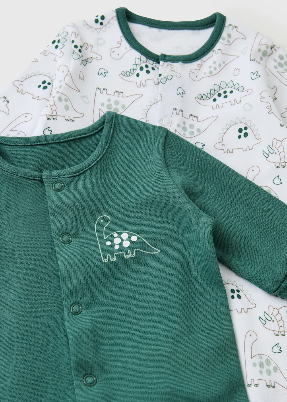 2 Pack Baby Green Dino Sleepsuit (0-23mths) - First Size Image 2