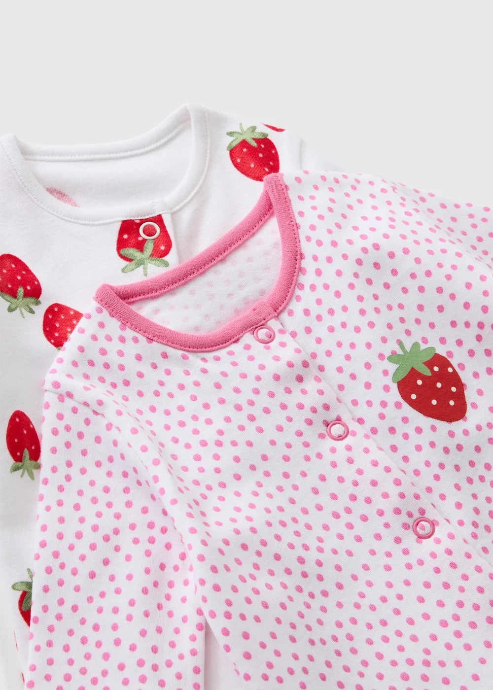 2 Pack Baby Pink Strawberry Sleepsuits (0-23mths) - 0-3 months Image 2