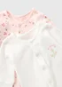 2 Pack Baby Pink Floral Sleepsuits (0-23mths) - First Size Image 2
