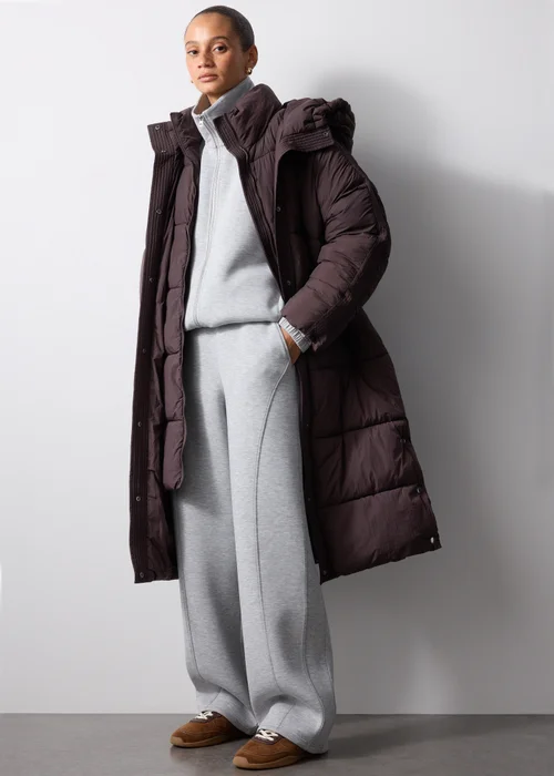 Plum Long Padded Coat - S Image 1