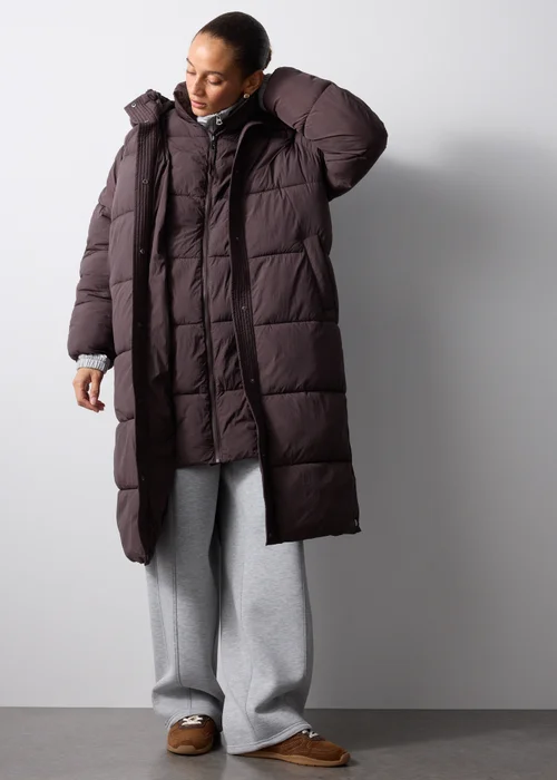 Plum Long Waterproof Padded Coat - S Image 4