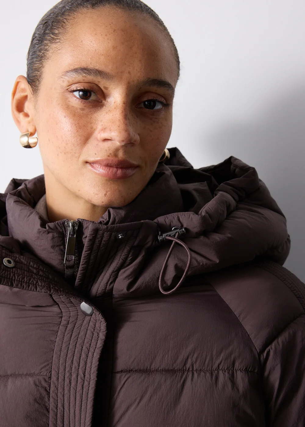 Plum Long Waterproof Padded Coat - S Image 3