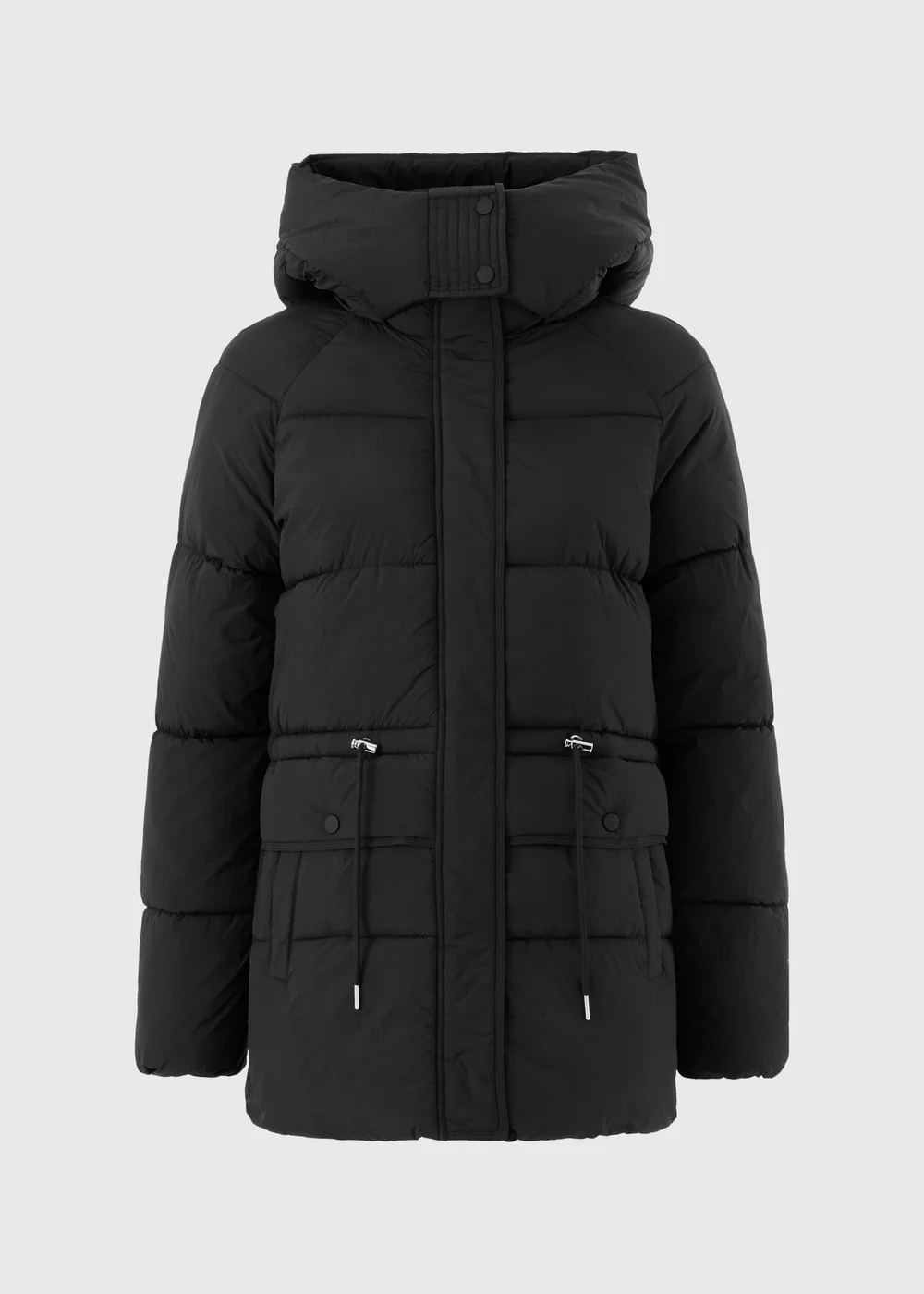Black Mid Length Padded Hooded Coat - 3XL Image 1