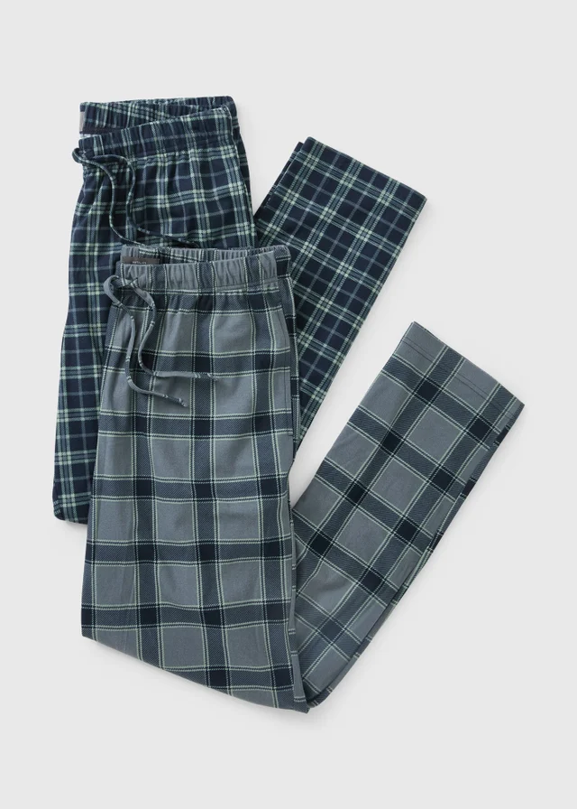2 Pack Navy Check Supersoft Slinky Pyjama Bottoms