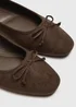 Chocolate Brown Faux Suede Ballet Pumps - 3 Image 3