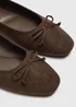 Chocolate Brown Faux Suede Ballet Pumps - 3 Image 2