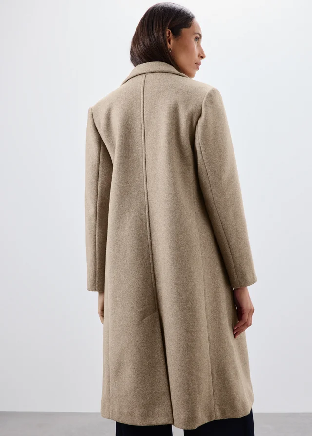 Taupe Double Breasted Smart Coat