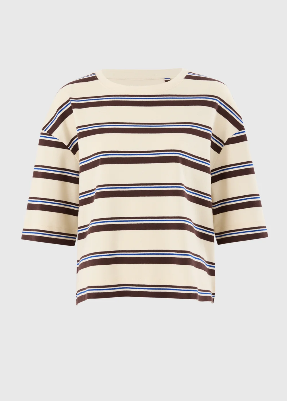 Cream Stripe Heavyweight Boxy T-Shirt - S Image 4