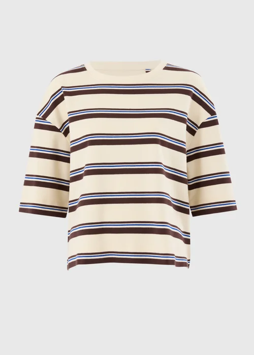 Cream Stripe Heavyweight Boxy T-Shirt - S Image 4