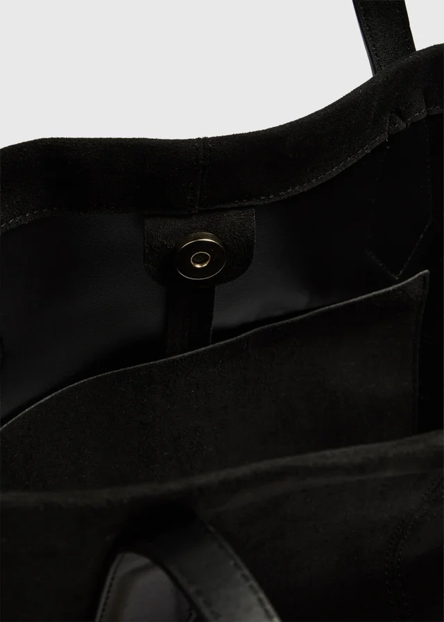 Black Faux Suede Tote Bag