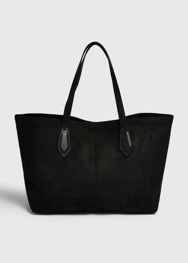 Black Faux Suede Tote Bag