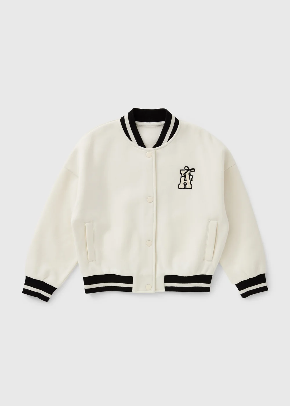 Girls Cream Varsity Jacket (7-15yrs) - 9 Yrs Image 1