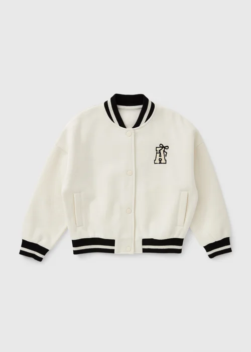 Girls Cream Varsity Jacket (7-15yrs) - 9 Yrs Image 1