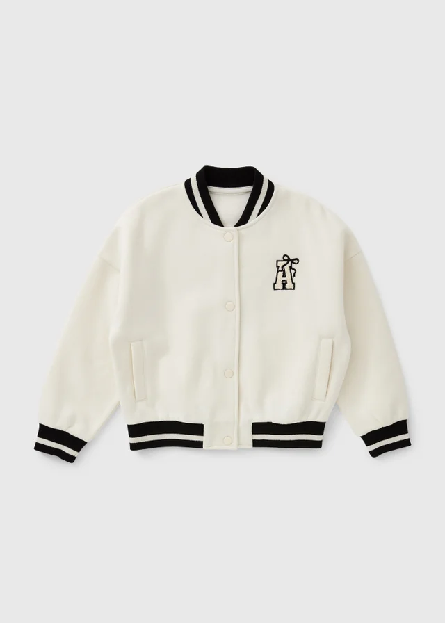 Girls Cream Varsity Jacket (7-15yrs)