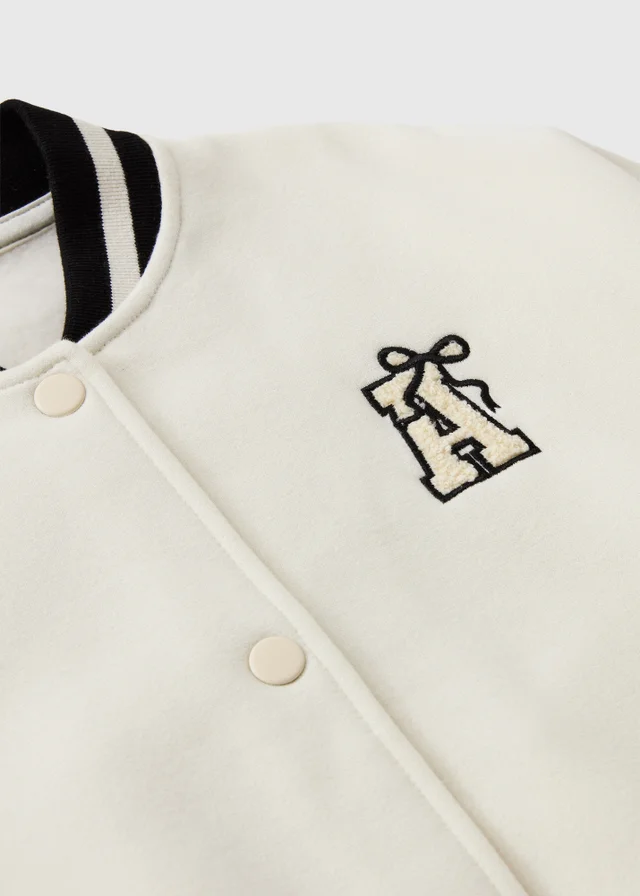 Girls Cream Varsity Jacket (7-15yrs)