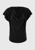 Black Cowl Angel Sleeve Top - 8 Image 1