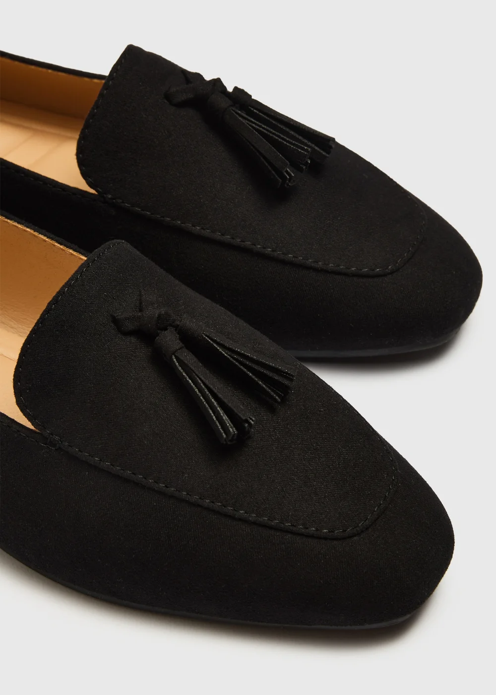 Black Faux Suede Tassel Loafers - 3 Image 4