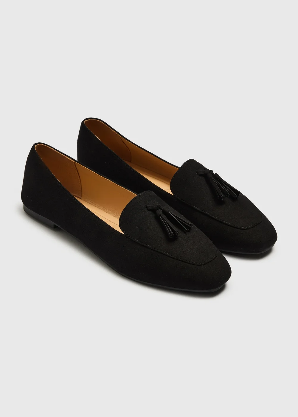 Black Faux Suede Tassel Loafers - 3 Image 3