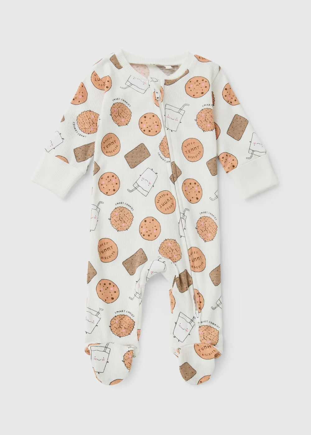 Baby Cream Cookie Zip Up Sleepsuit (0-23mths) - First Size Image 1