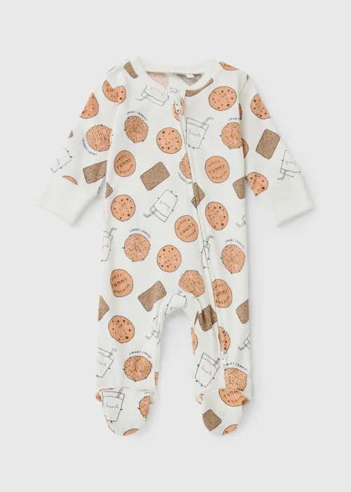 Baby Cream Cookie Zip Up Sleepsuit (0-23mths) - First Size Image 1