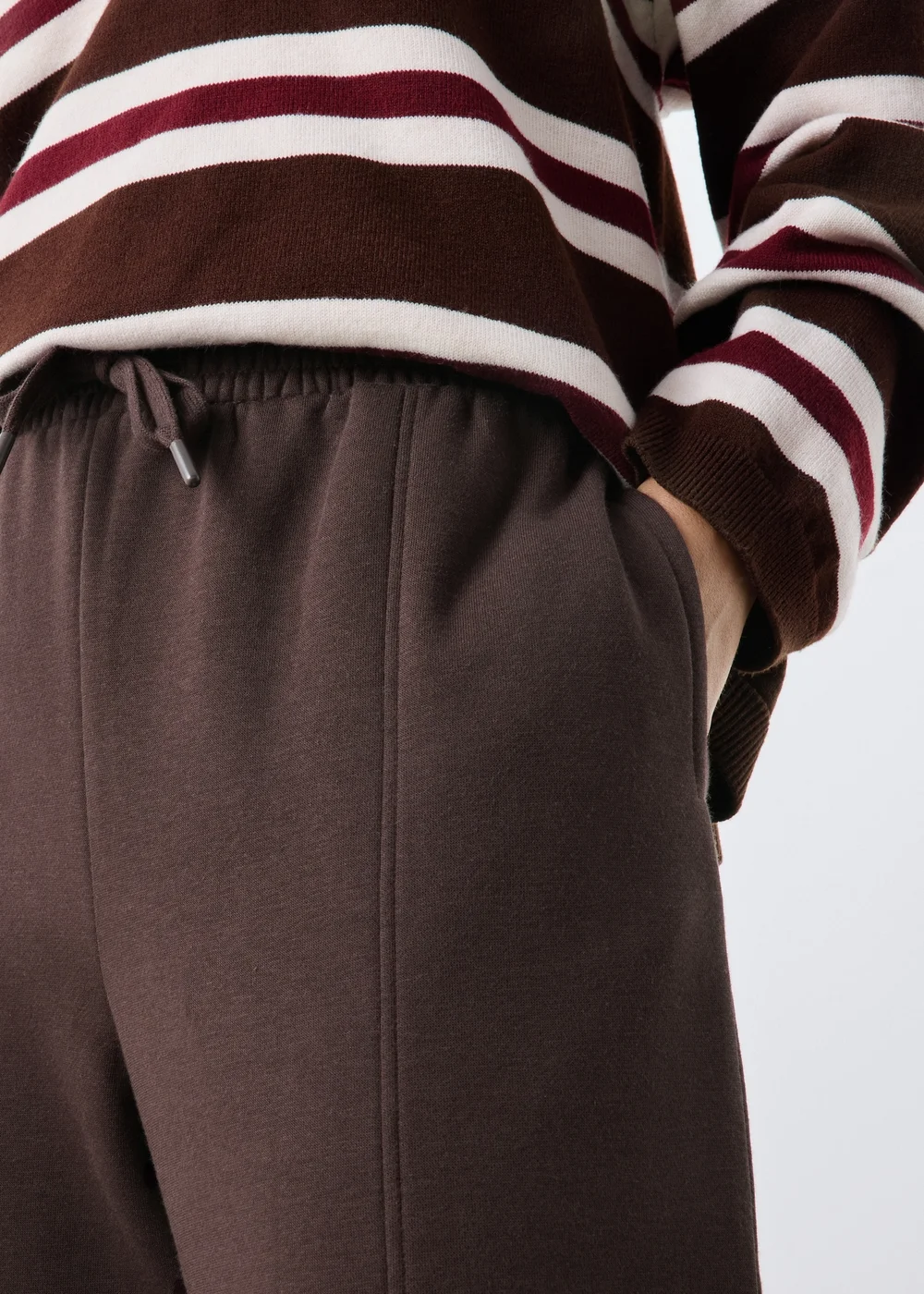 Chocolate Brown Wide Leg Jogging Bottoms - XS Image 4
