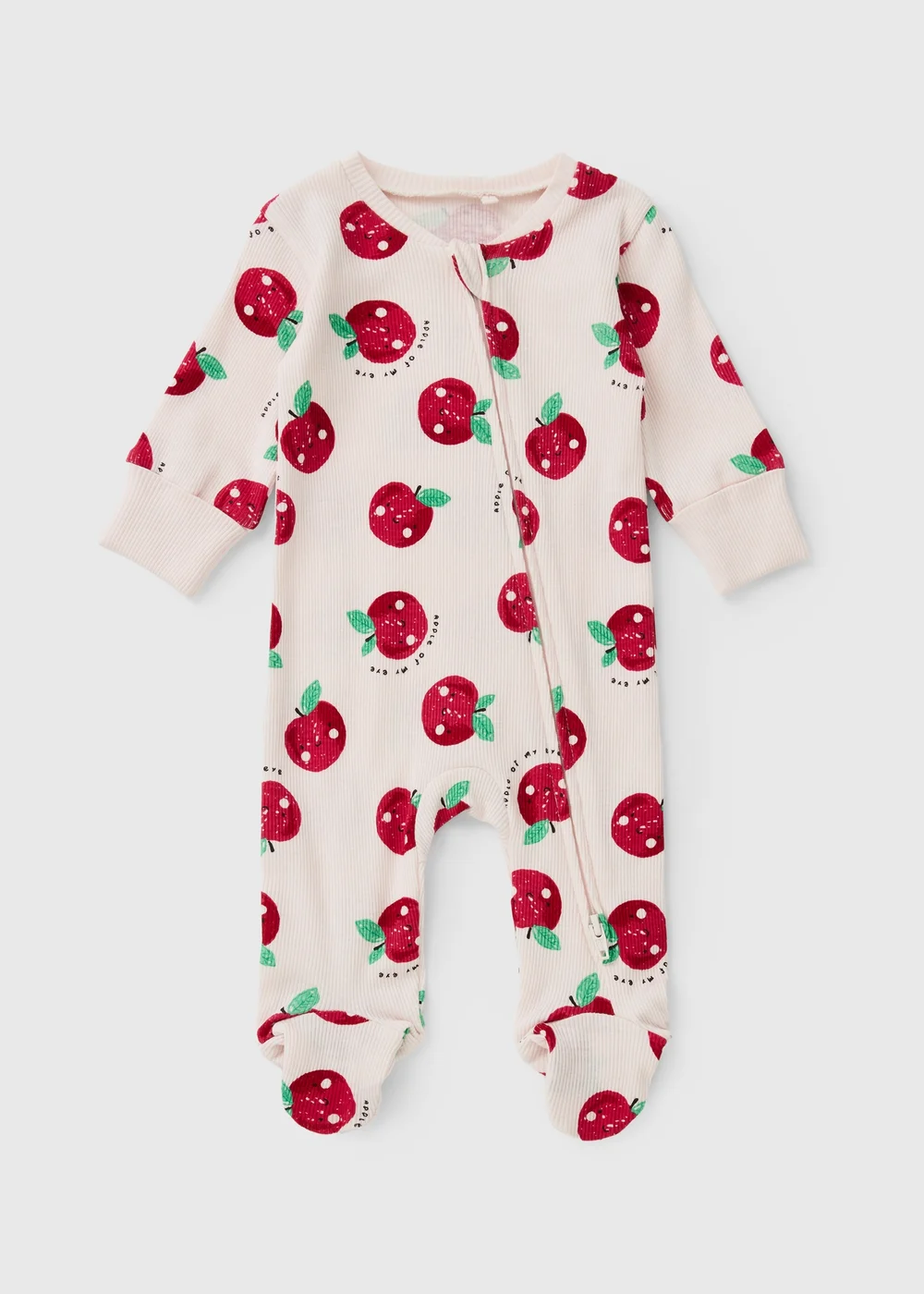 Baby Red Apple Zip Up Sleepsuit (0-23mths) - First Size Image 1