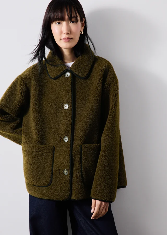 Olive Borg Piped Coat