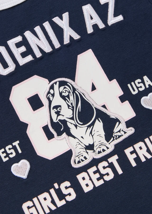 Girls Navy Phoenix Print T-Shirt (7-15 Yrs)