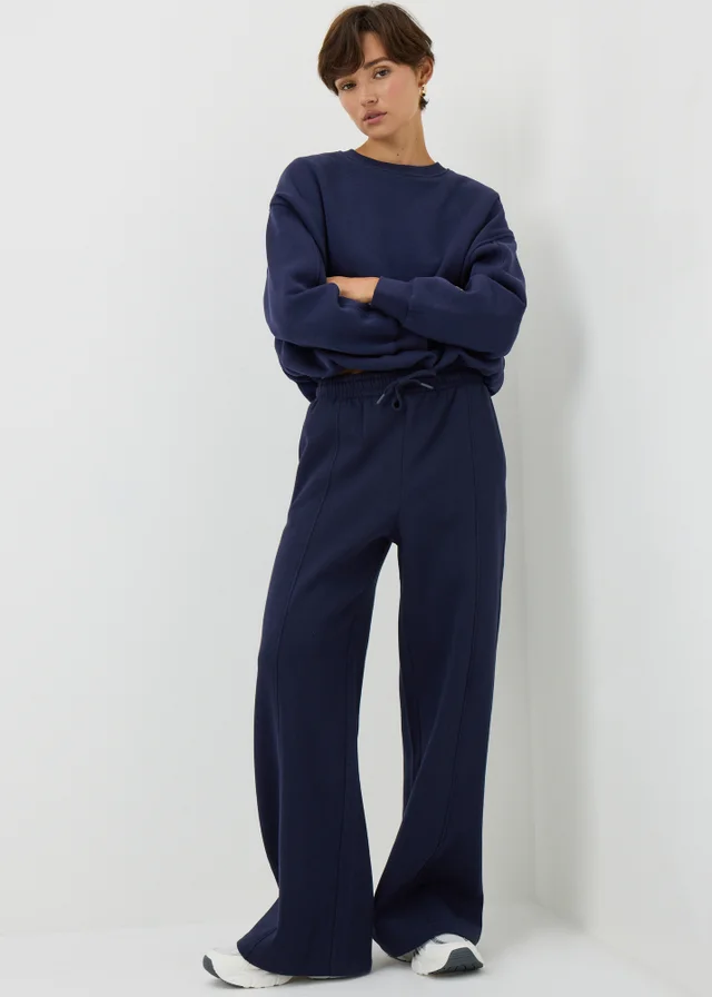 Navy Wide Leg Jogging Bottoms