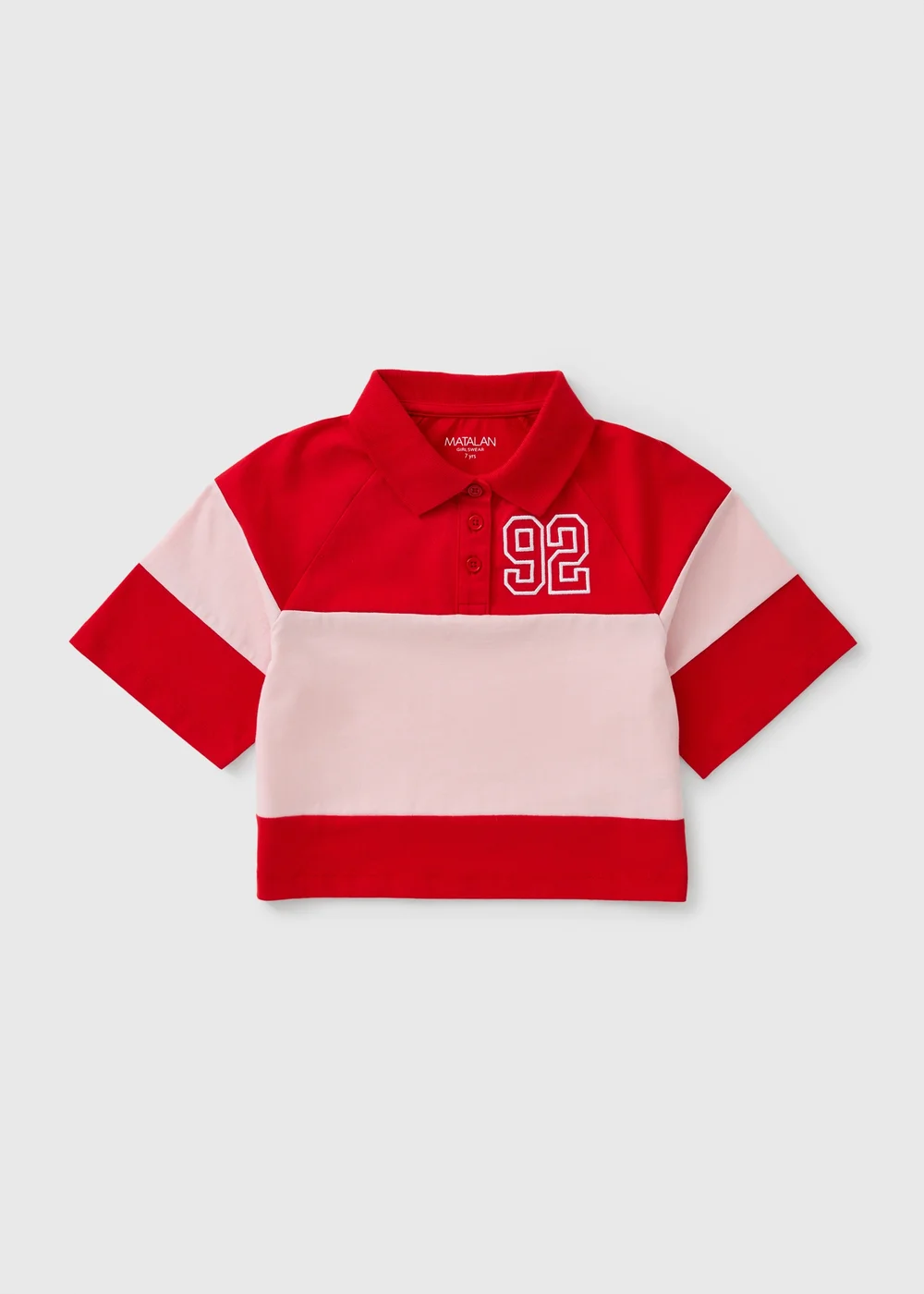 Girls Pink Panel Rugby Top (7-15yrs) - 7 Yrs Image 1