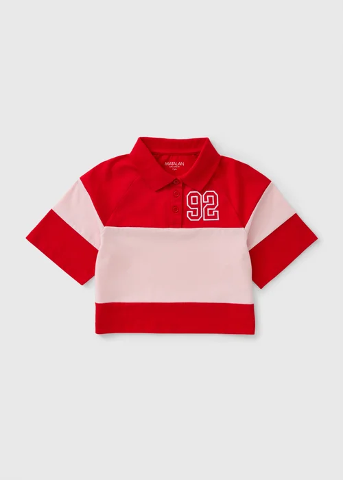Girls Pink Panel Rugby Top (7-15yrs) - 7 Yrs Image 1