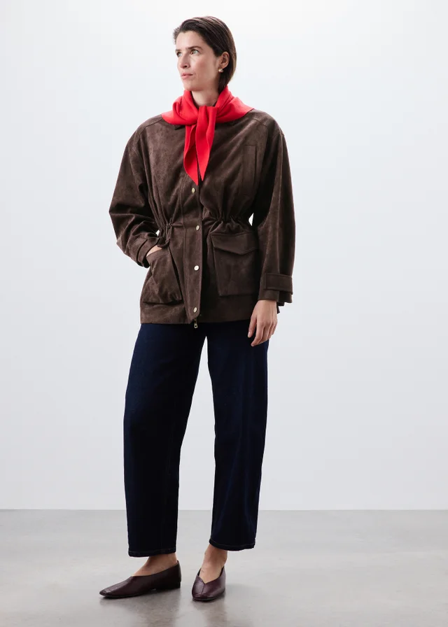 Chocolate Brown Faux Suedette Jacket