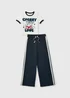 Girls Navy Cherry T-Shirt & Jogging Bottoms Set (7-15yrs) - 7 Yrs Image 1