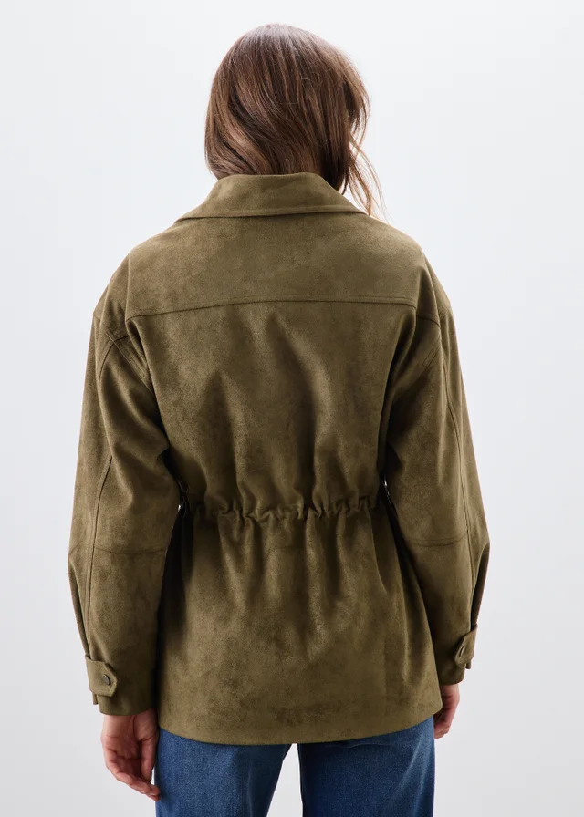 Olive Faux Suedette Barn Jacket