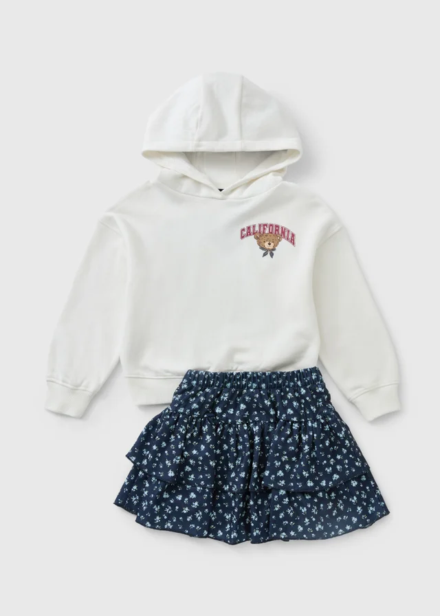 Girls Cream Bear Hoody & Skirt Set (7-15yrs)