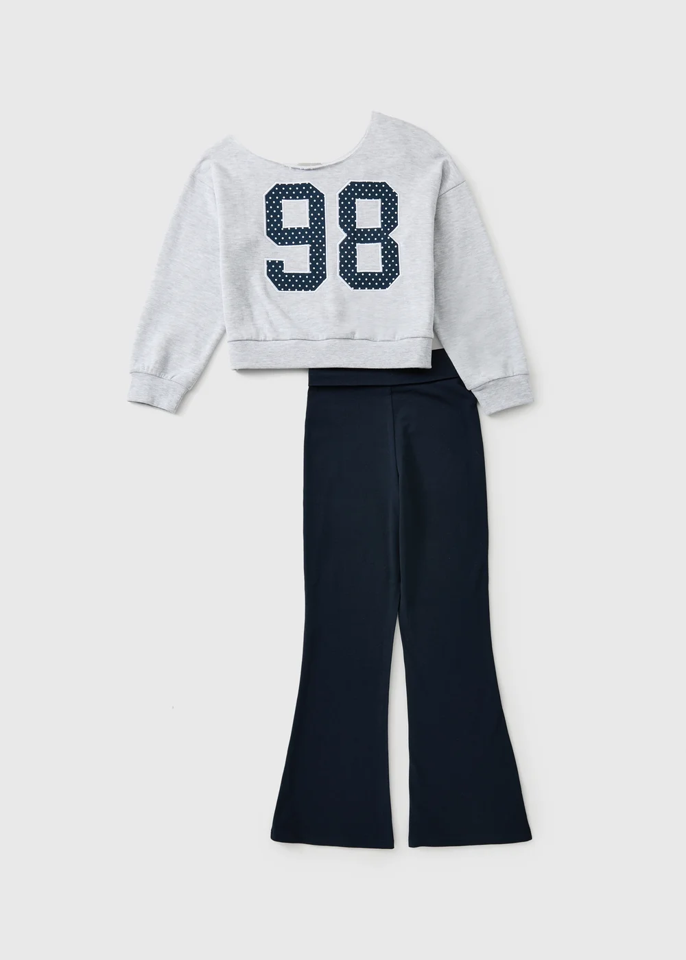 Girls Navy Off The Shoulder Top & Legging Set (7-15 Yrs) - 7 Yrs Image 1