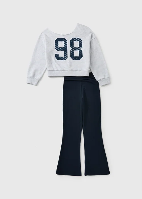 Girls Navy Off The Shoulder Top & Legging Set (7-15 Yrs) - 7 Yrs Image 1
